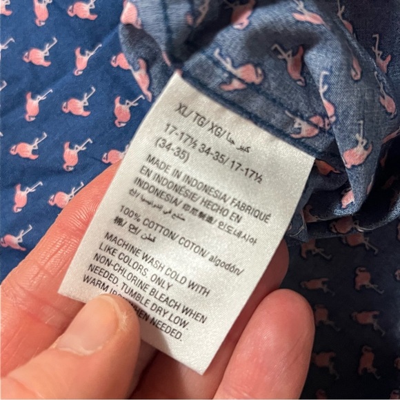 Bar lll Blue Flamingo Print Slim Fit Button-Up Shirt Size XL Vacation Resort - Picture 5 of 5